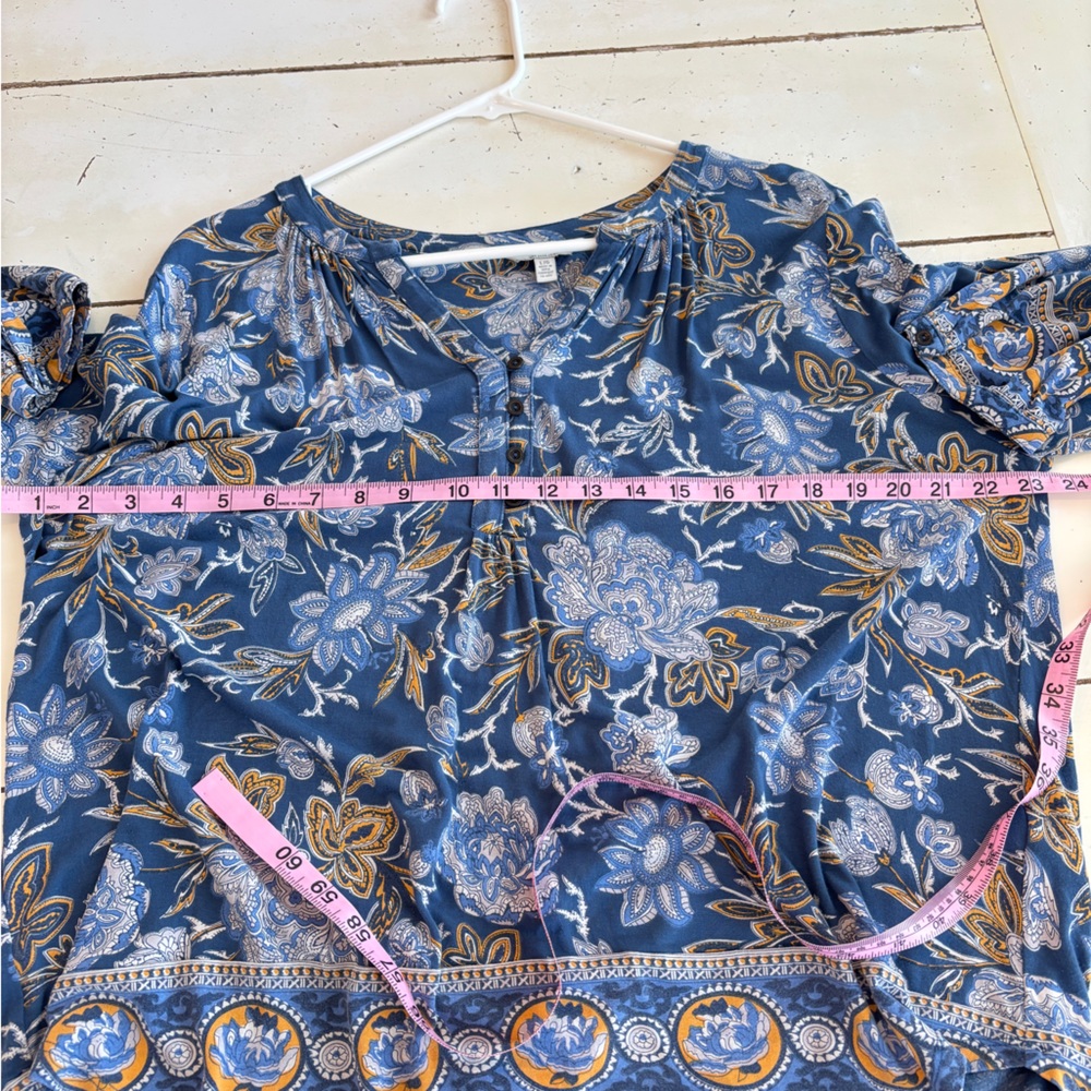 Lucky Brand Floral Top Women’s Large Blue - Picture 4 of 8